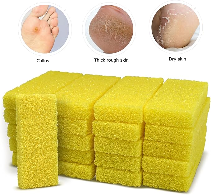 Disposable Foot Scrubber Sponge Pads Pedicure Pumice Stone for Feet Callus Remover Medium Coarse Yellow 40Pcs