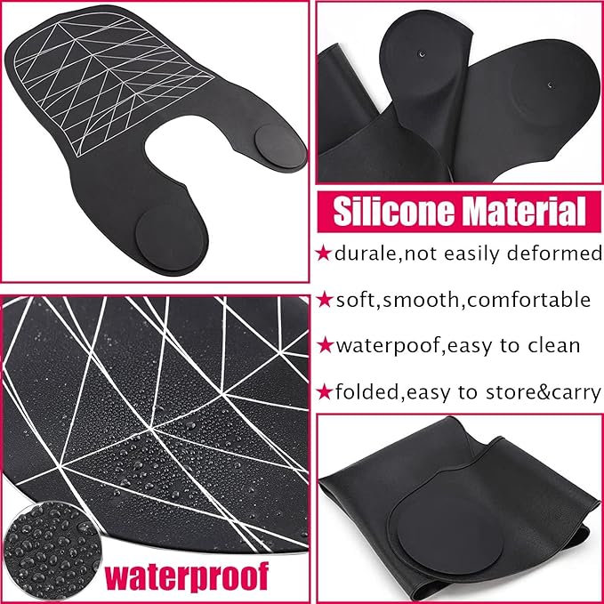 Hair Cutting Guide Collar Silicone Waterproof Cutting Cape for Hair Stylist Hair Cutting Mat for Shoulders Hair Cut Mat with Guidelines Weighted Neck Wrap for Salon Home Large