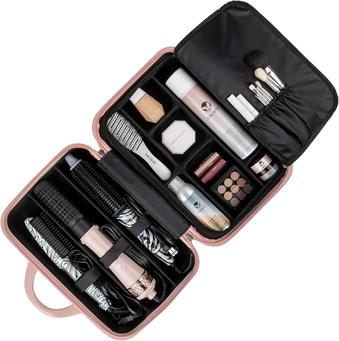 Calista Beauty Case Hair & Beauty Organizer, Pop-Up Vanity & Styling Station, Storage & Travel Case, Heat-Resistant Hair Tool Storage (Dove Grey)