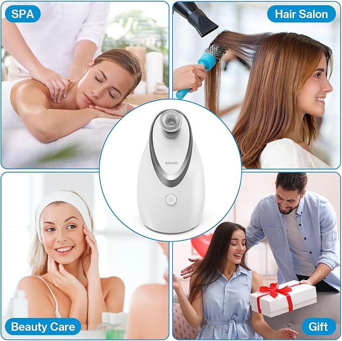 Facial Steamer, Nano-Ionic Face Steamer with Adjustable Nozzle & Aromatherapy Function, Warm Mist Humidifier Home Sauna Spa, Facial Moisturizing Deep Cleaning for Women, Birthday Gifts,White