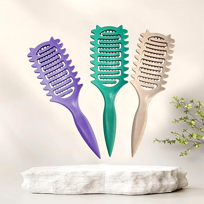 New Curly Hair Brush Ventilated Boar Bristle Hair Brush,Curl Defining Brush,For Curly Hair Wet,Curl Defining Brush For Women And Men (Purple)