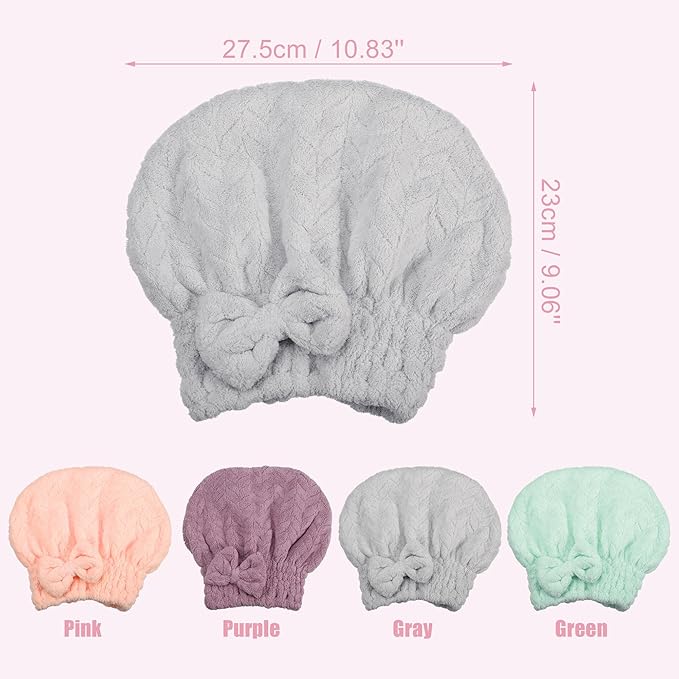VOCOSTE Diamond Shape Hair Drying Towel Dry Cap, Quick Drying, Lightweight Strong Absorbent, for After Bath Drying Hair, Gray