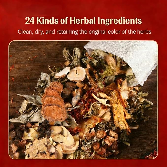30 Pack Traditional Herbal Detox Foot Soak, Natural Plant Blend Bath with Ginger & Mugwort - Smoothes Sore, Stress Relief, Improves Sleep, Pedicure Care Spa at Home 艾草生姜中药泡脚包900g