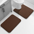 Yimobra U-Shaped Toilet Bath Mat Set 2 Piece - Super Soft Absorbent Quick Dry Memory Foam Bathroom Rugs, Machine Washable Non Slip Floor Carpet for Tub Shower & Single Sink (17x24 & 24x20, Brown)