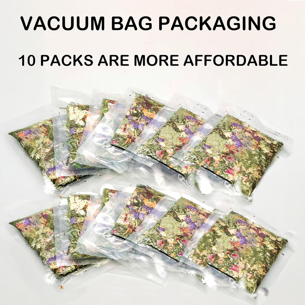 Rabbit Toys 10 Pack Bunny Toys Bunny Chew Toy Guinea Pig Treats Timothy Hay Toy Chips with Herbal Flowers Timothy Hay Grass Hamster Snacks Chinchillas Gerbils for Small Animals Teeth