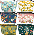 Sweetude 12 Pcs Spring Flowers Makeup Bag Bulk Portable Travel Cosmetic Bags with Zipper Simple Floral Waterproof Roomy Travel Beauty Toiletry Organizer Storage Pouch for Women Spring Gifts