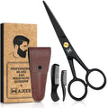 Mustache & Beard Scissors for Men – Professional 5" Stainless Steel Grooming Kit with Comb & Travel Case – Sharp Facial Hair Trimming Tool for Mustache, Beard, Nose & Eyebrows