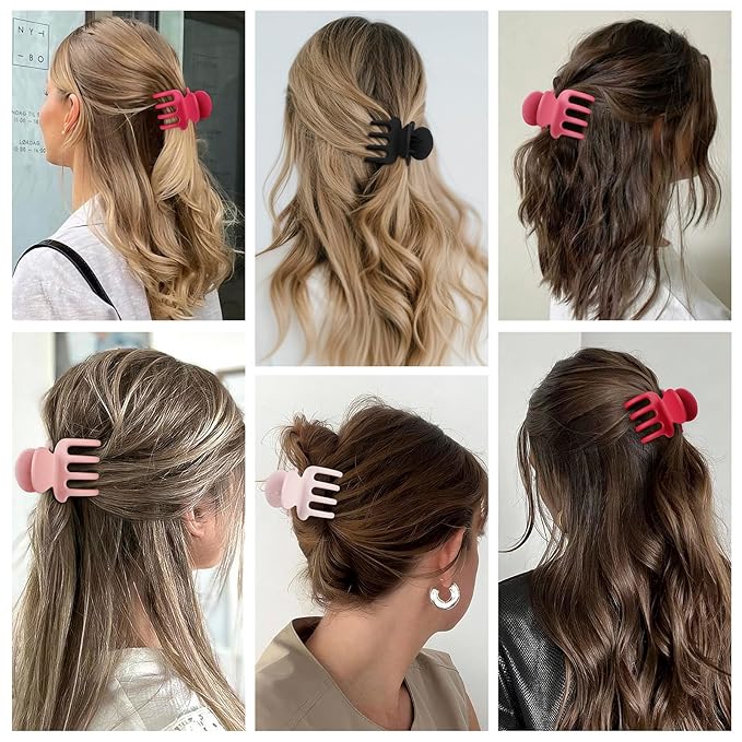 6 Pcs Hair Clips Small Claw Clips for Thin Hair Medium Matte Non-slip Hair Accessories for Women and Girls (Pink)