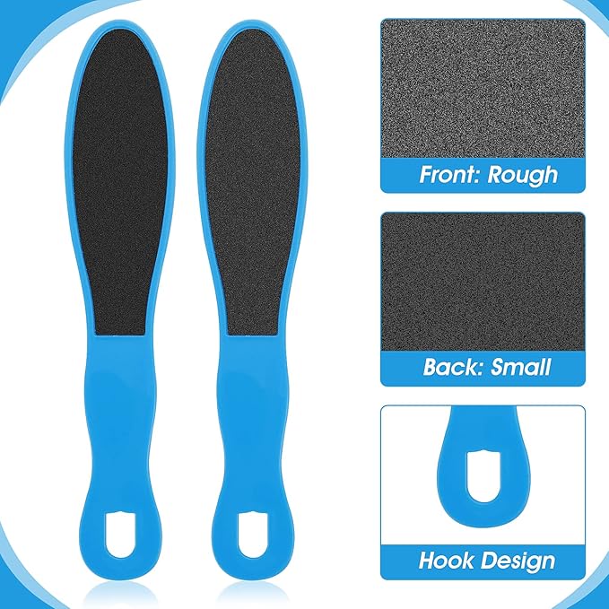 4 Pieces Double Sided Pedicure Foot File Foot Scraper, Exfoliator Remover Dead Skin Hard Skin Calluses Foot Scrubber Reusable Foot Care Pedicure Tool for Wet and Dry Cracked Feet 2 Sizes