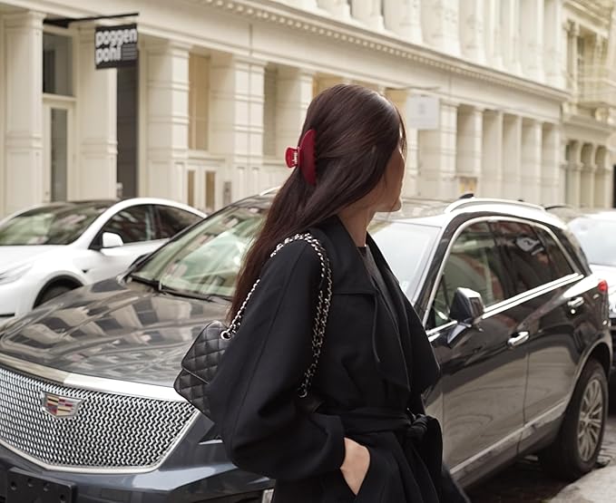Luxury Red Claw Clip for Women | Our Acetate Red Hair Clip Feels Light, Looks Smooth and is Easy to Wear | Use for easy Half Ups with No Snagging and a Secure Grip in our Large Four Inch Size