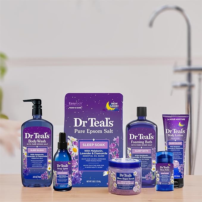 Dr Teal's Sleep Body Lotion, 24-Hour Moisture, with Melatonin, Lavender & Chamomile Essential Oils, 8 fl oz (Pack of 3)