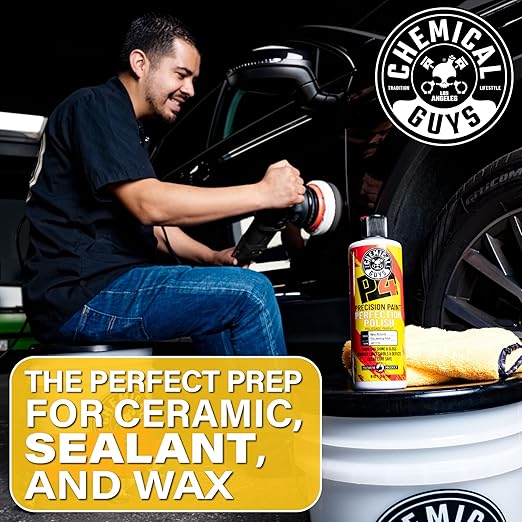 Chemical Guys P4 Precision Paint Perfection Polish - Scratch Remover & Swirl Remover for Cars, Trucks, Motorcycles, & SUVs, Fixes Paint Imperfections & Towel Marks, Restores Gloss & Clarity, 16 oz