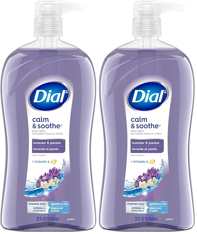 Dial Body Wash, Calm & Soothe Lavender & Jasmine Scent, 32 fl oz (Pack of 2)