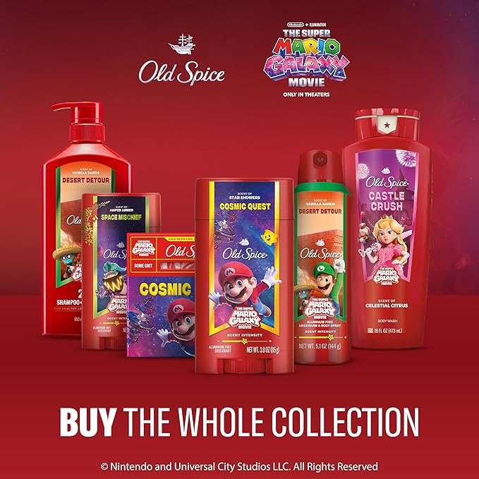 Old Spice Body & Face Wash for Men, x The Super Mario Galaxy Movie, 3X Defense, 24/7 Shower Fresh with Long Lasting Scent, Smell Super with Cosmic Quest, Star Showers Scent, 24 oz