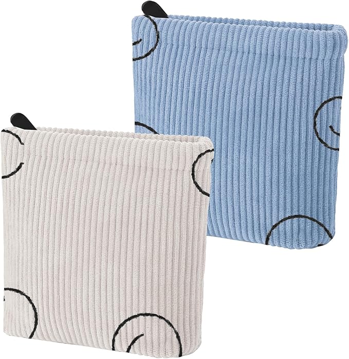2 PCS Corduroy Period Bag for women, Cute Sanitary Napkin Storage Bag Portable Period Pouch with Zipper, Sanitary Pads Bag Tampons Holder for Purse First Period