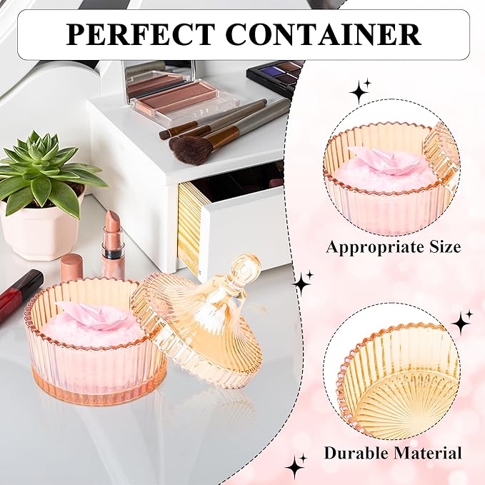5PCS Body Powder Puff and Container, Coolrunner Crystal Clear Powder Container with Powder Spoon, Dusting Powder with Puff for Women, Washable Reusable