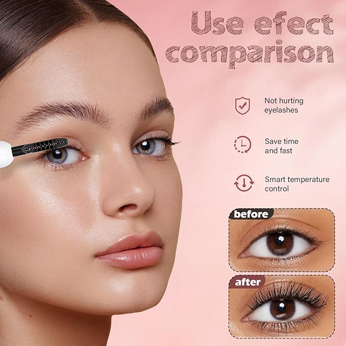 Heated Eyelash Curler for Women, Electric Lash Curler with 10s Fast Heating, 4 Adjustable Temp (65°C-95°C), 24H Curl, USB-C Rechargeable, Ergonomic Design, Travel-Friendly Makeup Tool Gift