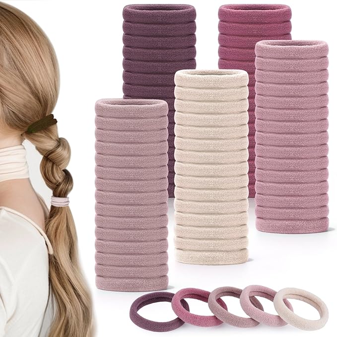 100PCS Hair Ties for Sports Yoga, Seamless Nylon Elastic Ponytail Holders for Thin/Thick Hair Stretchy Hair Bands Women Girls