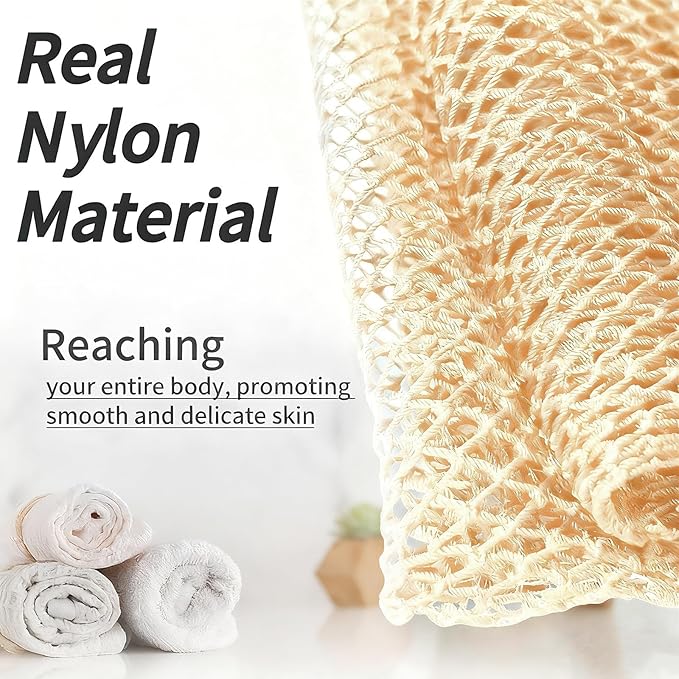 African Net Sponge Authentic, African Exfoliating Sponge Real African Net Black Owned, African Bath Sponge Back Scrubber, Body Exfoliator Shower Bath Accessories (Beige)