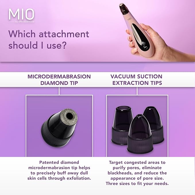 Spa Sciences - MIO - Diamond Tip Microdermabrasion Blackhead Remover, Pore Cleansing, & Resurfacing System - Reduces Acne Scars, Wrinkles, and Exfoliates for Clearer Skin