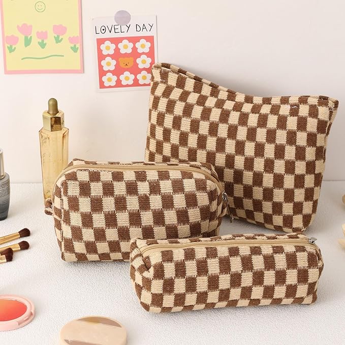 LYDZTION Makeup Bag Cosmetic Bag for Women,1Pcs Large Capacity Makeup Bags and 1Pcs Pencil Case Makeup Brushes Storage Bag Travel Toiletry Bag Organizer
