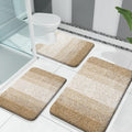OLANLY Bathroom Rugs Sets 3 Piece, Soft Absorbent Microfiber Bath Mats and U-Shaped Contour Toilet Rug, Plush Shaggy Bath Mat Set for Bathroom (30"x20"+24"x16"+24"x20", Tan)