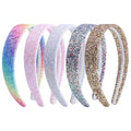 Fishdown Headbands for Girls 3 CM Wide, 5 Pack Cute Sparkly Hair Bands for Kids, Rainbow Sequin Girls Headbands for Kids Children Teens Women