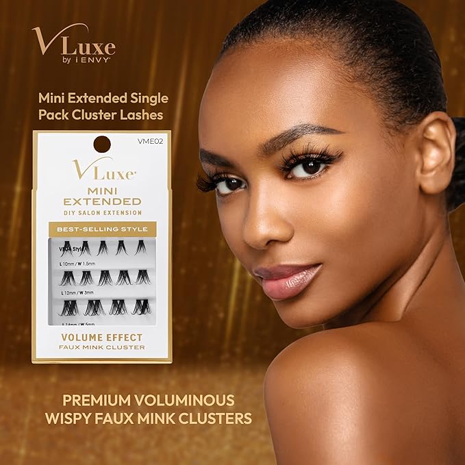 VLuxe Faux Mink Lash Cluster Mini Extended, 14 10-14mm Seamless DIY Lash Extensions, Lightweight Ultra Comfort False Eyelashes with Thin Microband for Natural Blending, Refill for Mini Lash Palette