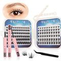 Lash Extension Kit DIY Lash Clusters Kit Eyelash Extensions Individual Lashes Extensions with (Bond,Seal,Tweezers,132Pcs,Stellar+Wing,10-16mm)
