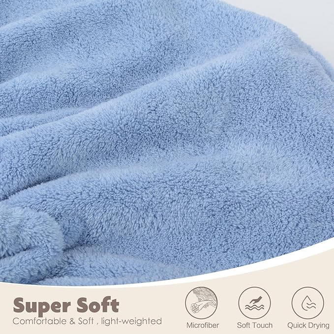 SUNLAND Large Microfiber Hair Drying Caps with Bow Knot Fast Drying Shower Cap Soft and Absorbent hairWrap Hair Turban Bath Caps for Curly Thick and Wet Hair