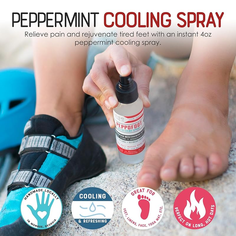 Rinse Bath & Body Peppermint Foot Spray - 4oz Handmade All Natural Cooling Foot Spray with Tea Tree Oil and Essential Oils, Vegan, Non-GMO, Gluten Free, Deodorizing Peppermint