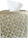 Hymmah Modern Square Tissue Box Cover Holder,Bathroom Accessories Decor Unique Design Tissue Box Cover for Bathroom Vanity Counter Tops Also Great for Bedrooms and Living Rooms (Gold)