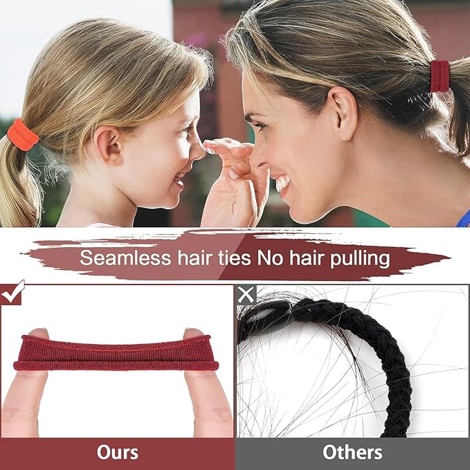 150 PCS Elastic Hair Ties, Seamless Hair Band, Ponytail Holder No Crease, Cotton Bands No Damage, Hair Scrunchies for Thick Thin Hair, Hair Accessories for Women Gifts