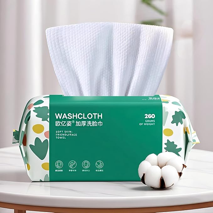 Soft Disposable Face Towel, Cotton Facial Dry Wipes 100 Count, Cotton Dry Wipes for Washing and Drying,Facial Tissue for Cleansing, Skincare, Makeup Remover Large packing (1 PACK)