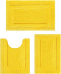 SHACOS Yellow Fall Bathroom Rugs Sets 3 Piece, 16"x24" + 20"x32" Non Slip Bath Mat and 20"x24" Toilet Rugs U Shaped Washable, Soft Fluffy Water Absorbent Bath Rugs for Bathroom