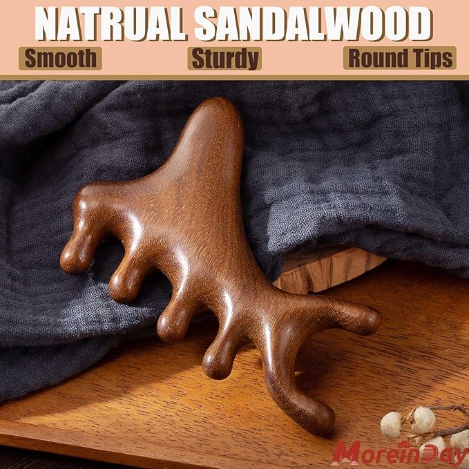 Wooden Scalp Massager for Scalp Gua sha, Massage Comb, Wooden Head Massager - Sandalwood