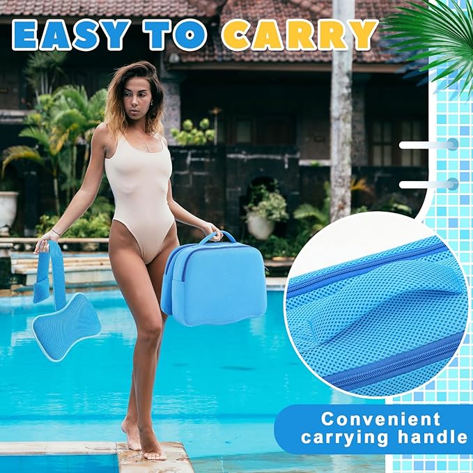 Yerliker 2 Pcs Foldable Hot Tub Booster Seat with Bath Pillow, Inflatable Adjustable Height Spa Cushion with Suction Cups, Weighted Marbles, Extra Thick Bathtub Seat with Back Support