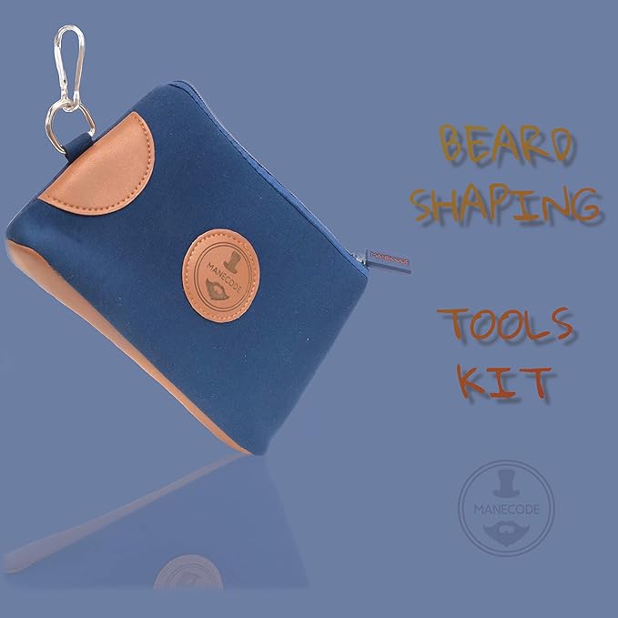 Beard Shaping Kit - Grooming Tools for Men - Adjustable Lineup Template, Premium Wooden Comb, Laser Sharpening Scissors, All in Hygiene Travel Case