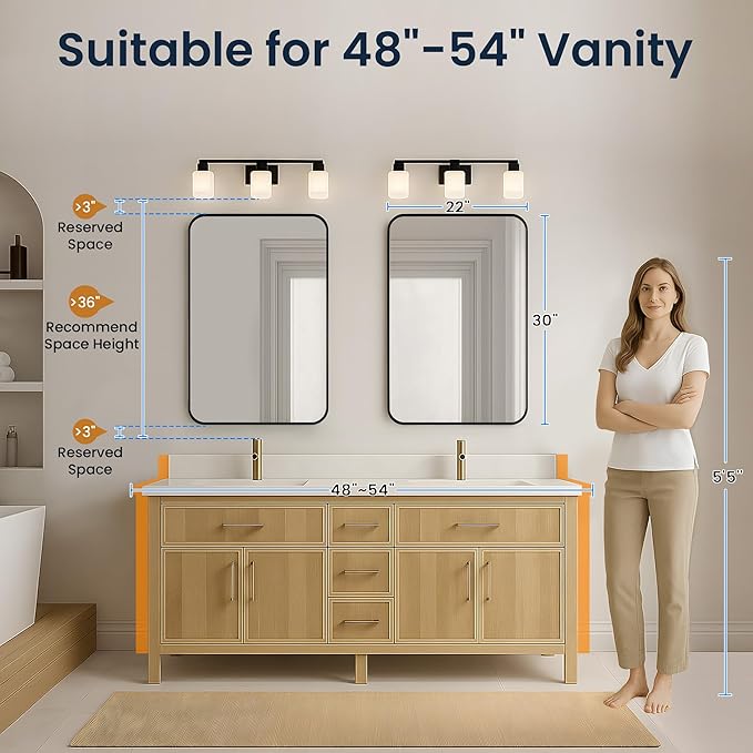 2-Pack 22x30 Inch Matte Black Bathroom Vanity Mirrors | Flush Mount Deep Set Metal Wall Mirror for Over Sink | HD Shatterproof Glass, Rustproof