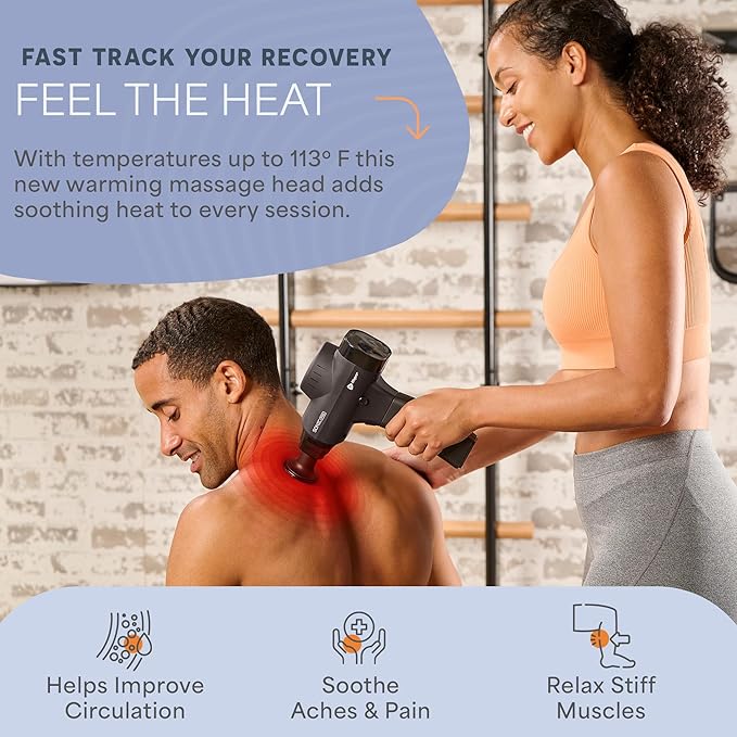 LifePro Sonic Pro Handheld Electric Massage Gun – Deep Tissue Percussion Massager Gun with 10 Speeds & 9 Heads – Muscle Massager for Athletes Back, Legs, Arms