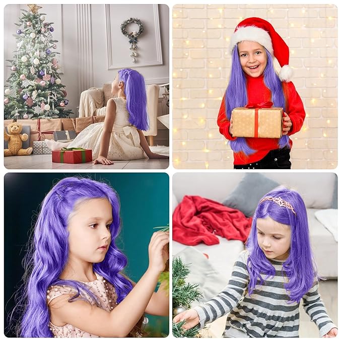 MSDADA Purple Hair Chalk for Girls - 10 Pcs New Hair Chalk Comb Temporary Bright Washable Hair Color Dye for Kids - Christmas Birthday Easter St. Patrick's Day Gifts Toys for Girls Kids