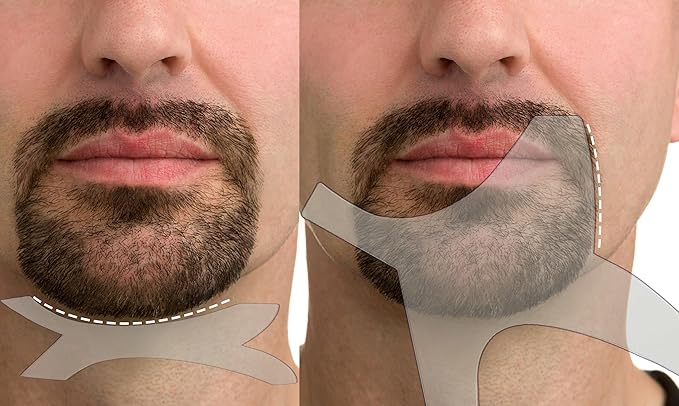 Beard Shaping Tool Template Men -(White) 100% Clear - Premium & Friendly Gift Package -Barber Pencil - Wooden Comb - Best Facial Hair Shaper Instrument - Great All Kind Beards & Shape Style