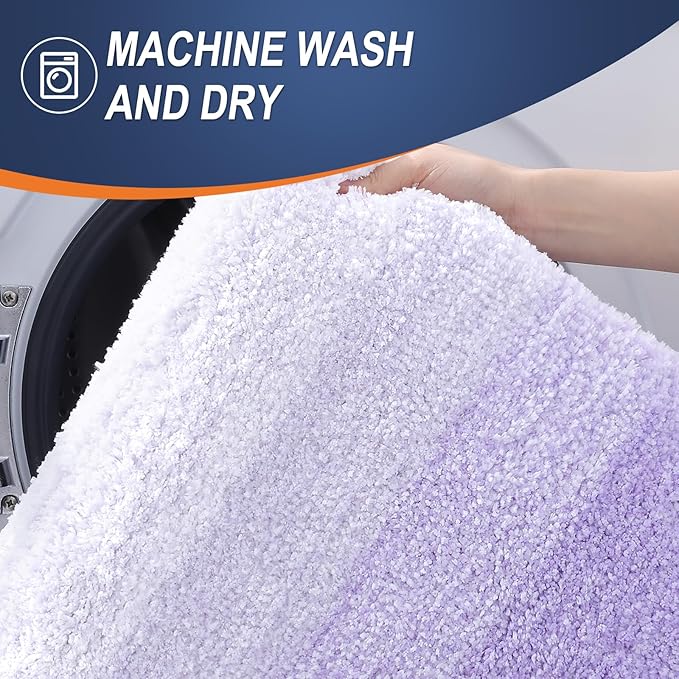 OLANLY Bathroom Rug Set 2 Piece, Soft Absorbent Microfiber Bath Rug Set, Non-Slip, Machine Wash Dry, Plush Shaggy Bath Mats for Bathroom (30"x20"+24"x16", Light Purple)