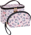 AmBealla Cosmetic Bag Large Makeup Bags Pink Travel Case with Makeup Brush Holder,2PCS Cosmetic Organizer for Women,Toiletry Storage Bag for Skincare&Beauty Tools Sweet Cute for Girls