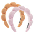 Spa Headbands, Set of 2 - Terry Cloth Face Wash Headbands for Women - Puffy Makeup Headbands for Facial, Mask (Pink, Orange)