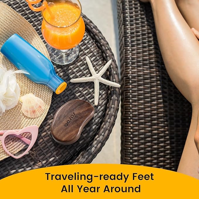 BEZOX Glass Foot File - Nano-Glass Pumice Stone Foot Scrubber, Heel File Callus Remover for Silky Smooth Feet, Portable Pedicure Tool for Summer & Vacation - Walnut Wood Handled