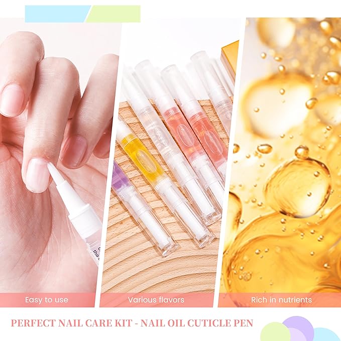 6pcs Cuticle Oil Pen Nail Oil Cuticle Pen Kit Nourish Oil Repair Enhance Nail Surface Care for Salon Use