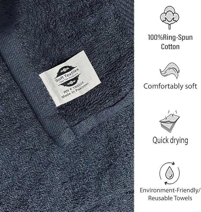 Spa Towels for Facials - Salon & Estheticians' Soft Hand & Facial Towels - 16 x 27 Inches, Pack of 12 (Charcoal Gray)