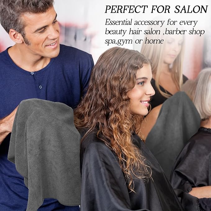 Shimeyao 26 Pcs Salon Bleach Proof Towels Highly Absorbent Hair Towels Hand Facial Cloths Bleach Resistant for Salon Barber Spa Beauty Bath Hair Stylist(Gray,16 x 29 Inch,Classic)