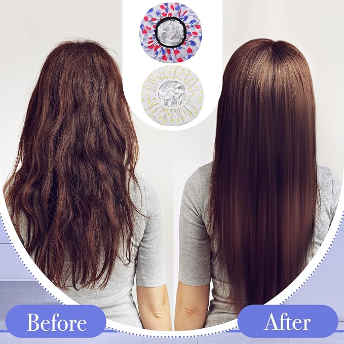 2 Pcs Deep Conditioning Cap, Double Layer Heat Cap Steam Cap Processing Caps Shower Cap for Natural Hair Deep Conditioning